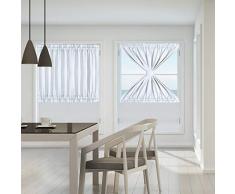 Piccocasa Eleganter Verdunkelungsvorhang, französischer Türvorhang – Verdunkelungsvorhang mit Raffhaltern, 2 Paneelen W54 x L40 Inch Grauweiß