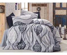 En Vogue Bettwäsche-Set für Doppelbett 200 x 220 cm Blu Scuro Bianco Grigio