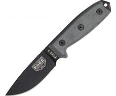 ESEE ES3PB Outdoormesser | Klingenlänge: 9.52 cm-Griff: Micarta-Model 3 Standard Edge-schwarz beschichtet, Mehrfarbig