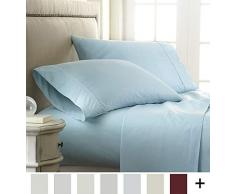 Celine Bettwäsche mit Silky Soft coziest 1500 Fadenzahl ägyptische Qualität Bettwäsche, kariert, quadratisch mit Spannbetttuch mit Kissenbezug Falten-Resistent,, mit König, Königin,, Mikrofaser, violett, Twin