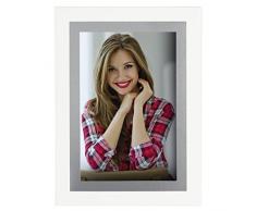 Hama Portrait Bilderrahmen Melbourne für Foto-Größe 10 x 15 cm (Fotorahmen aus Metall, klassisch, zum Aufstellen und Aufhängen, Samtrückwand, Echtglas) weiß