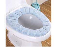 uminilife WC-Deckelbezug waschbar Badezimmer Wärmer WC-Sitzbezug Pads Matte Universelle Passform Badezimmerbedarf Toilettendeckel & Tankabdeckungen blau