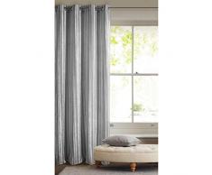 EUROFIRANY Samt Vorhang Silber Grau Streifen Schimmernd 8 Ösen 140x250 cm 1 Stk. Dickstoff Weich Blickdicht Modern Wohnzimmer Glamour Schlafzimmer Lounge