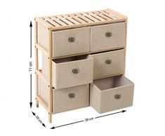 BigBuy Home Kommode aus Holz, 6 Schubladen, Mehrfarbig, Einheitsgröße