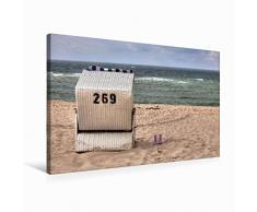 Premium Textil-Leinwand 75 x 50 cm Quer-Format Strandkorb auf Sylt | Wandbild, HD-Bild auf Keilrahmen, Fertigbild auf hochwertigem Vlies, Leinwanddruck von Joana Kruse