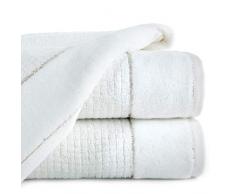 Eurofirany Handtuch Baumwolle Weiß Metallnaht Frottee Bordüre Exklusive Set 3-er Pack Oeko-Tex, 70X140 cm, 3