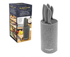 Blackmoor Home Piece with Knife Block-Black 66919 5-teiliges Set mit Messerblock – Grau, Edelstahl, Stainless Steel
