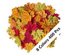 CATTREE Künstliche Ahornblätter, Herbstdekoration, sortierte Kunstseide, Herbstblätter, für Erntedankfest, Hochzeit, Halloween, Geburtstag, Party, Heimdekoration, DIY Kunst Scrapbook, Polyester Kunstseide Ahorn, 8 Farben – 400 Stück., 8 Colors