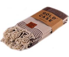 Medusa Peshkir-Peshtemal (4 Stück) – Küchenteller, Hand, Gesichtshandtuch, Yoga-Handtuch, 20 x 40 (50 x 100 cm) / 100 % Baumwolle, hergestellt in der Türkei, multifunktional, schnell trocknendes Handtuch braun/beige