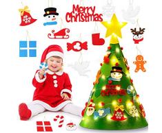 Coxeer Filz-Weihnachtsbaum, DIY Filz, Weihnachtsbaum-Ornamente mit 28 Stück Weihnachtsdekoration, Lichterkette für Weihnachten Warm White String Light Mehrfarbig 3