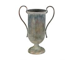 ELK Eared Metal Urn Vase, Metall, Naturally Aged