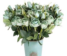 Louiesya Künstliche Blumen Blumenstrauß Seide Rosen 4 Stück Fake Blumen Brautstrauß Hochzeit Blumenstrauß für Haus Garten Party Blumendeko 4Pcs grün