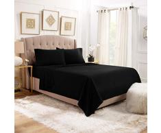 Premium Blatt Set Hotel Luxus Bett-Set, extra tief Pocket Besondere Super Passform, Spannbetttuch, Bettlaken und 2 Kissenbezügen, beste Qualität Mikrofaser Bettwäsche WEICH UND langlebiges Design + Besser Schlafen Guide, Mikrofaser, schwarz, Twin