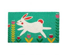 DII Fußmatte für Innen- und Außenbereich, natürliche Kokosfaser, leicht zu reinigen, rutschfeste Unterseite für den Eingangsbereich, für Terrasse, Haustür, Allwetter-Türen 18x30 Bunny Folk Garden