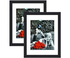 Tasse Verre Bilderrahmen 28 x 35 cm - High Definition Glas Front Cover - Display 27,9 x 35,6 cm Bild ohne Matte oder ein 20,3 x 25,4 Foto mit Matte, vertikale oder horizontale Passepartouts & fertig zum Aufhängen Modern 11x14 with 8x10 Mat schwarz