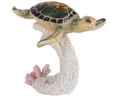 StealStreet ss-g-61202 Meer Schildkröte auf Kunstleder Koralle Deko Tier Figur, 14,6 cm