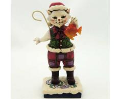 Enesco Jim Shore Heartwood Creek Dekofigur Weihnachtskatze mit Fisch, 15,2 cm