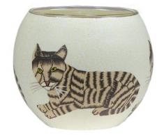Windlicht Glas Cup Teelichthalter Kerzenhalter KATZE Größe 9 x 11 cm als Tischdekoration …
