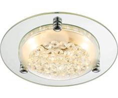 8 Watt LED Decken Spiegel Lampe Schlafzimmer Chrom Glas Leuchte Kristalle rund Globo 48246