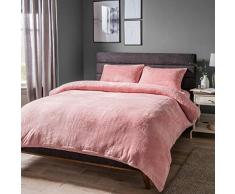 Sleepdown Teddy-Fleece-Bettwäsche-Set für Einzelbett, Blush, Bettdecke