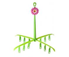 VIGAR Flower Power platzsparender Wäscheständer klappbar mit Haken und 12 Wäscheklammern, 8 x 8 x 39 cm