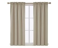 Deconovo Rod Pocket Vorhänge Verdunklungsvorhänge Isoliert Verdunkeln Vorhänge, 2 Platten 132,1 cm 52W x 45L inch Beige