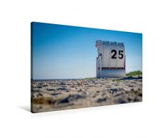 Calvendo Premium Textil-Leinwand 90 cm x 60 cm quer, Strandkorb in Hooksiel im Landkreis Friesland | Wandbild, Bild auf Keilrahmen, Fertigbild auf echter Gemeinde Wangerland Orte Orte