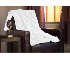 Höhere Komfort Luxuriös Weichen Premium Übergroßen (152,4 x 182,9 cm) & Classic Größe (127 x 152,4 cm) Überwurf Decken – Verschiedenen Farben – Ideal als Couch Decke Oder Bett Überwurf Classic Weiß