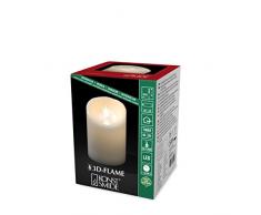 Konstsmide 1840-100, LED Echtwachskerze mit 3D Flamme , weiß / für Innen (IP20) / warm weiße Dioden / 4/8h Timer / Batteriebetrieben: 2xC 1.5V (exkl.)
