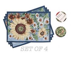 RE KINGO Set von 4 Platzdeckchen 33 x 45,7 cm hitzebeständig waschbar Absorption Tischuntersetzer für Küche Esstisch Dekoration leicht zu reinigen P-5