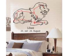 INDIGOS 4052166057974 Wandtattoo w379 Löwe - Sternzeichen Wandaufkleber, 96 x 94 cm, violett