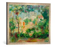 Gerahmtes Bild von Pierre Auguste Renoir Die Gärten von Montmartre mit Blick auf Sacre-Coeur im BAU, Kunstdruck im hochwertigen handgefertigten Bilder-Rahmen, 70x50 cm, Silber Raya
