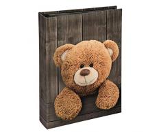 Hama Einsteck-Fotoalbum Batzi, Memo-Album mit 100 schwarzen Seiten, zum Einstecken von 200 Fotos im Format 10x15, Teddy-Bär Motiv, 19x25cm, CD-Tasche, Einsteckalbum Fotobuch