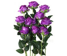 Luyue Kunstblumen Seidenblumen Blumenstrauß Rose Blume Hochzeit Party Home Decor, 10 Stück Style 1-Purple