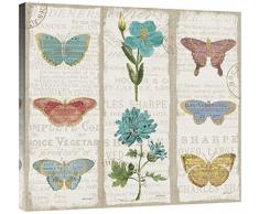 Global Galerie Katie Pertiet Bücherregal Botanical II Triptychon Giclée-Gespannte Leinwand Artwork, 76,2 x 70,9 cm