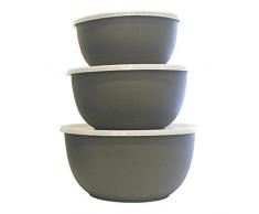 Mega Cocina mcssmicrbwlggb 3 Stück Mikrowelle 18/8 Edelstahl Schüssel-Set, 25 Oz/40 oz/60 oz, grau