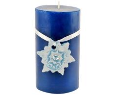 Magic Candle World Candles Lotus Stumpenkerze. Handbemalte Sterne mit Kristallen verziert. Winterkerze, Advent, Adventskranz, Weihnachts Deko.