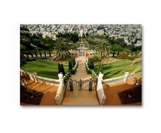 Premium Textil-Leinwand 90 cm x 60 cm quer Die Gärten der Bahai, Haifa