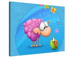 Picanova – Sheep Meet Snail 100x75cm – Premium Leinwanddruck – Kunstdruck Auf 2cm Holz-Keilrahmen Für Schlaf- Und Kinderzimmer – Kinder Kollektion Von TooshToosh