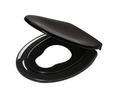 Tiger Toilettensitz Tulsa mit integriertem Kindersitz, Absenkautomatik und Easy-Clean-Funktion, Farbe: Schwarz, Edelstahlbefestigung, 45 x 37 x 5 cm