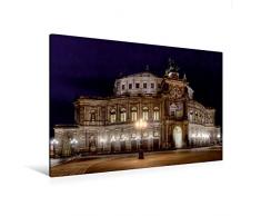 Calvendo Premium Textil-Leinwand 120 cm x 80 cm quer, Dresdner Semperoper | Wandbild, Bild auf Keilrahmen, Fertigbild auf echter Leinwand, Leinwanddruck Menschen Menschen