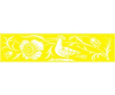 INDIGOS 4051095029786 Wandtattoo w269 Blumen Vogel 96 x 24 cm, gelb