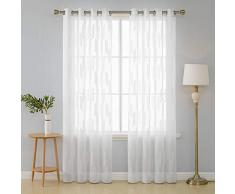 Deconovo halbtransparenter Vorhänge massiv Checkered Jacquard Vorhänge, Gardinen Tülle Sheer Vorhänge 52x84 inch Gebrochenes weiß