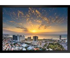 Poster Gießerei Sonnenuntergang über Tel Aviv Strand Israel Foto Kunstdruck von proframes 20x14 inches Framed Poster