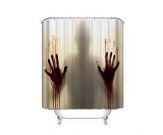 EVINIS Halloween Vorhang für die Dusche, Horror blutigen Hände Wasserdicht Badezimmer Dusche Vorhang Haken Halloween Dekoration – 165,1 x 182,9 cm Horror Bloody Hands