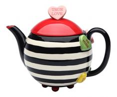 StealStreet SS-CG-62365 Porzellan Valentine gestreift und Herz True Love Teekanne, 17,8 cm