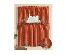 All American Collection Modern Bestickt 3 Küche Vorhang Set Swag Valance Floral Rust
