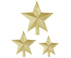 Pllieay 3 Stück 3 Größen glitzernd Gold Stern Christbaumspitze Stern Baumspitze für Weihnachtsbaum Dekoration oder Heimdekoration (20,3 cm, 15,2 cm, 10,2 cm)