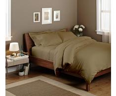 UniWARESAL 5-teiliges Bettwäsche-Set aus weicher luxuriöser 100 % Baumwolle, Fadenzahl 400, mit stilvollem Reißverschluss und Eckbändern, atmungsaktiver Schmusetuch Modern Super King (112 x 100) Inches Taupe Solid