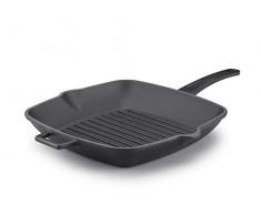 Pentole Agnelli Grillpfanne aus Gusseisen, mit Griff, zweifarbig 26 x 26 cm Mattschwarz
